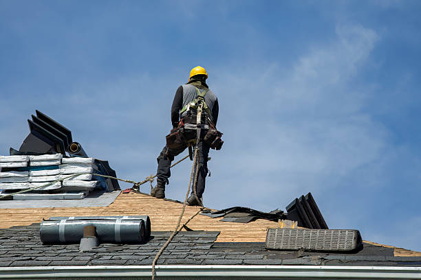 Professional Gutter Installation technician working in Moody, ME